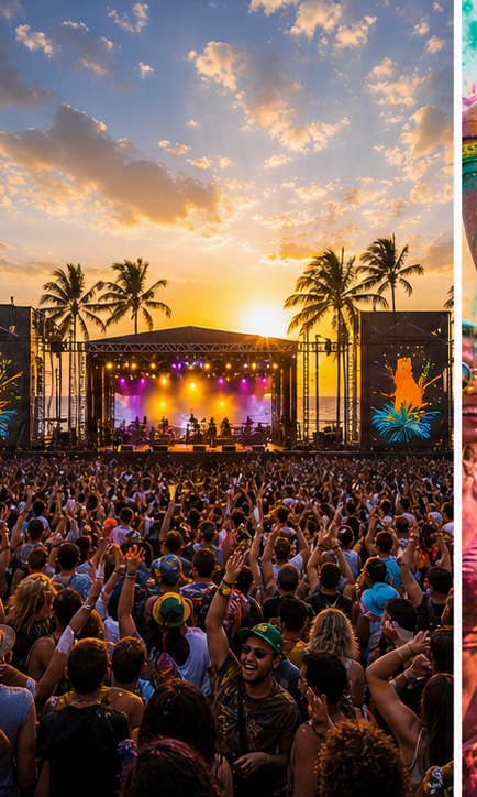 Music festival at sunset