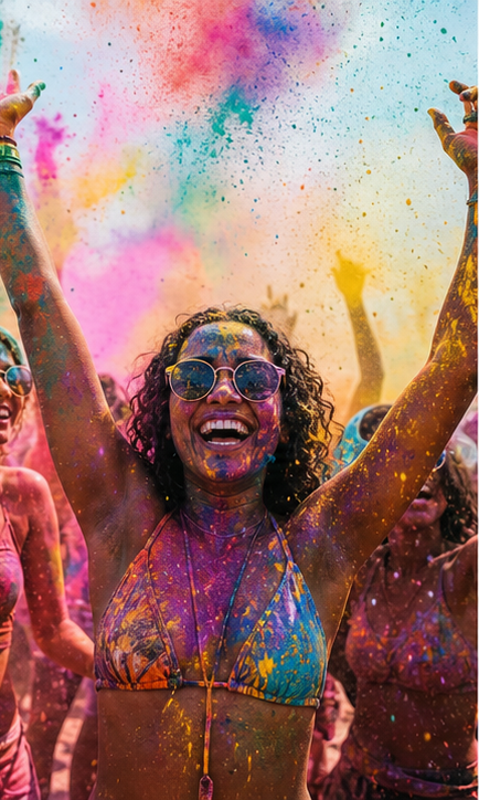 Crowd with colorful powder